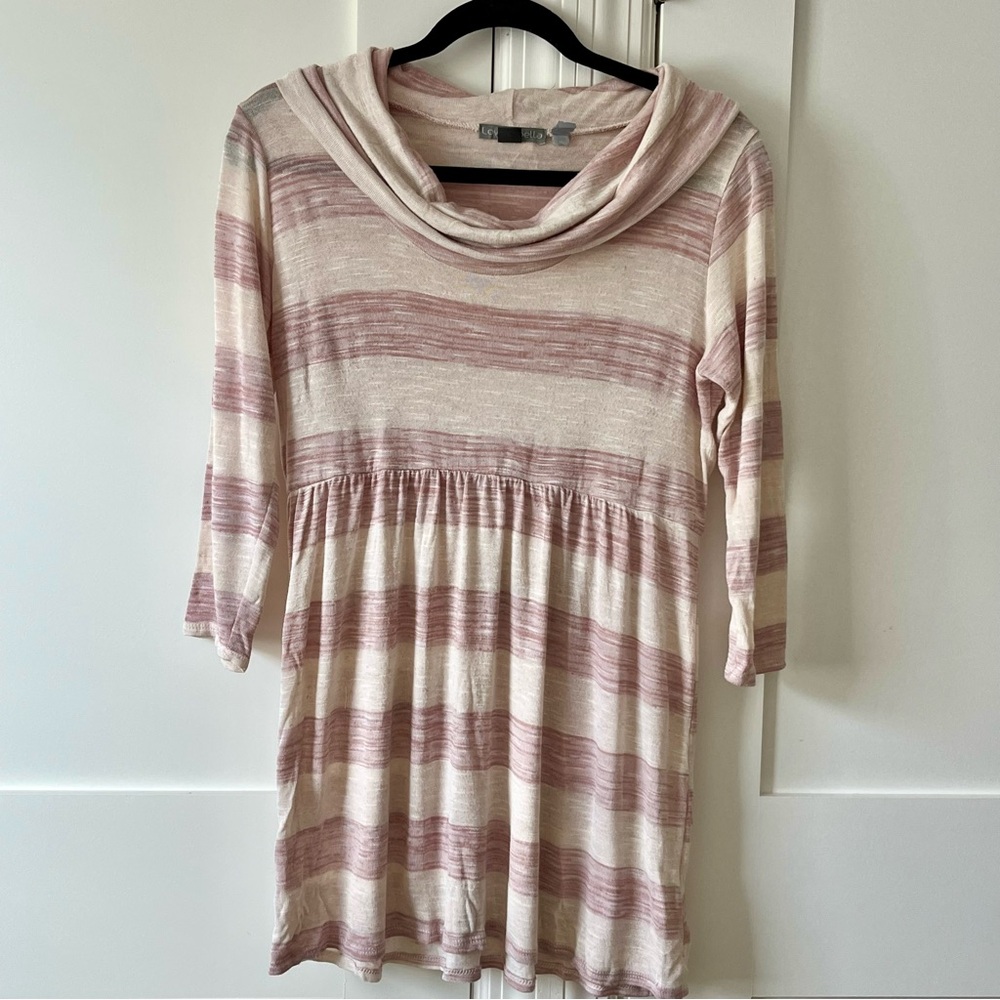 Loveappella by A Pea in the Pod Cowl Neck Striped Maternity Top Burgundy Sz M